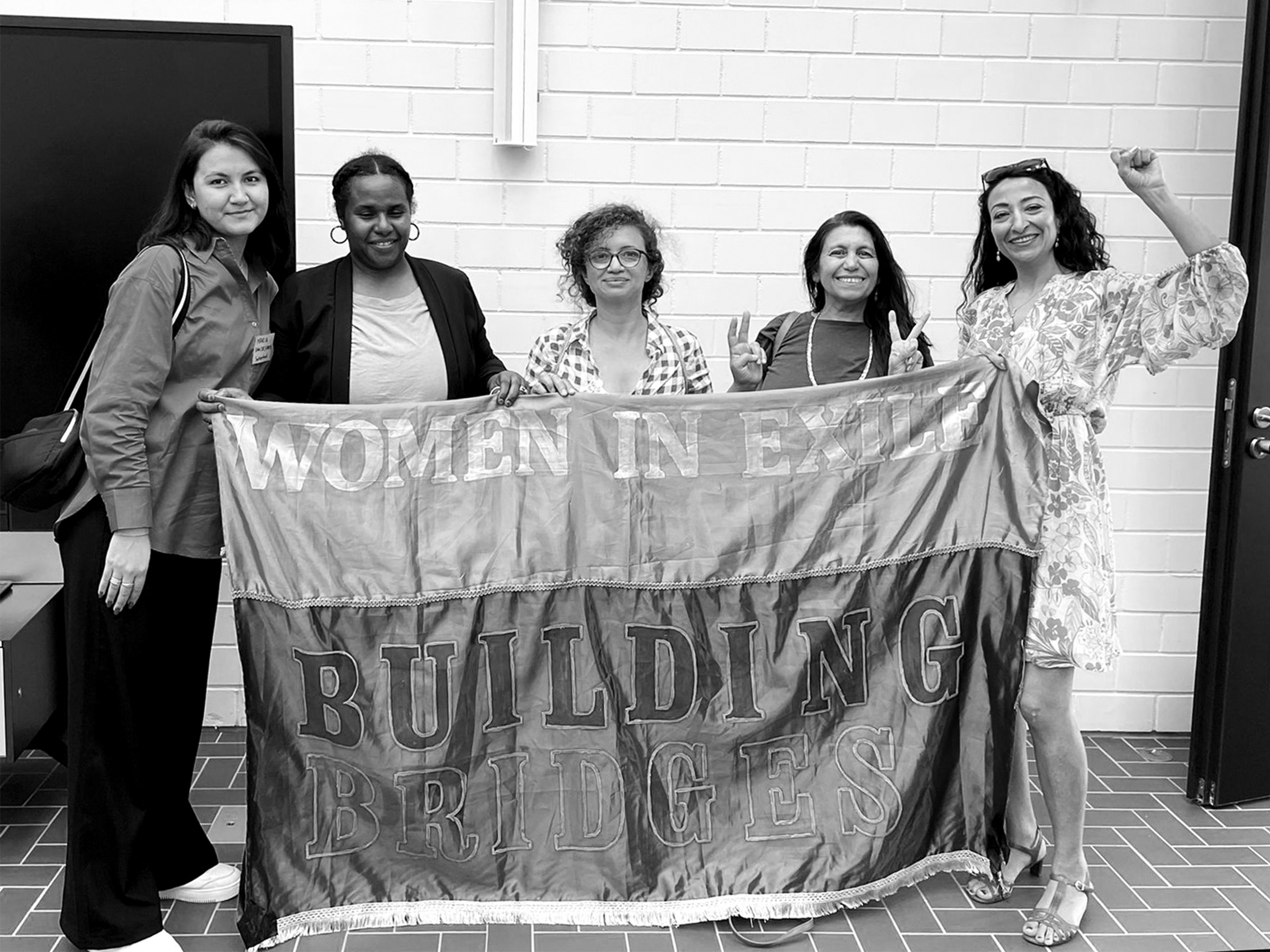 Teilnehmerinnen des Stimmen-Projekts im August 2022 an der Konferenz von Women in Exile in Berlin.